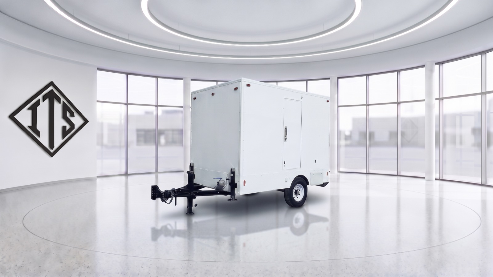 ITS two-stall restroom trailer utility-door side
