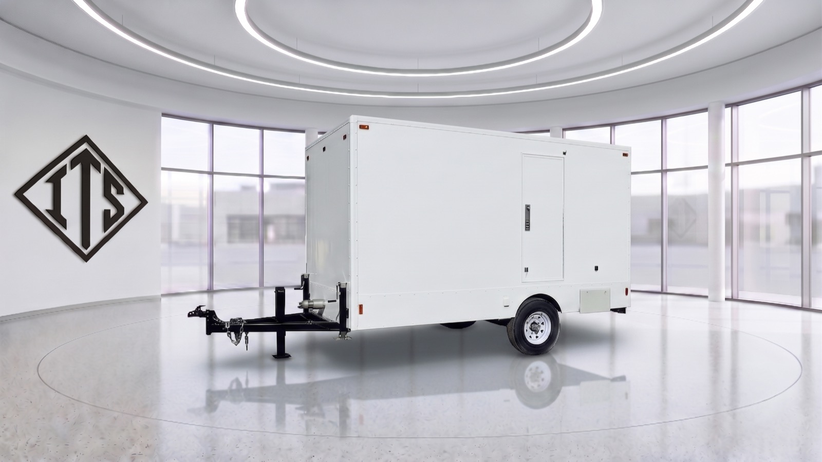 ITS three-stall restroom trailer utility-door side